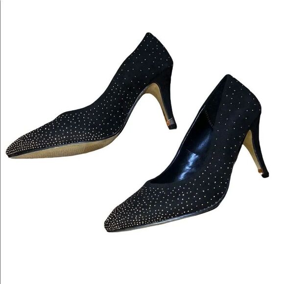 Apt. 9 Hour Hand Black with Gold Stone Studs High Heels Size 7.5 - Picture 5 of 13